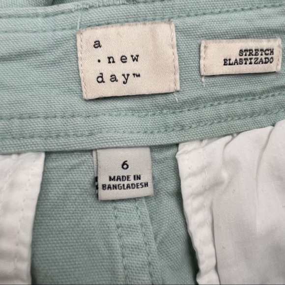 A New Day Mint Green High Waisted Culottes Cropped Wide Leg Pants Stetch Gaucho - Picture 4 of 12